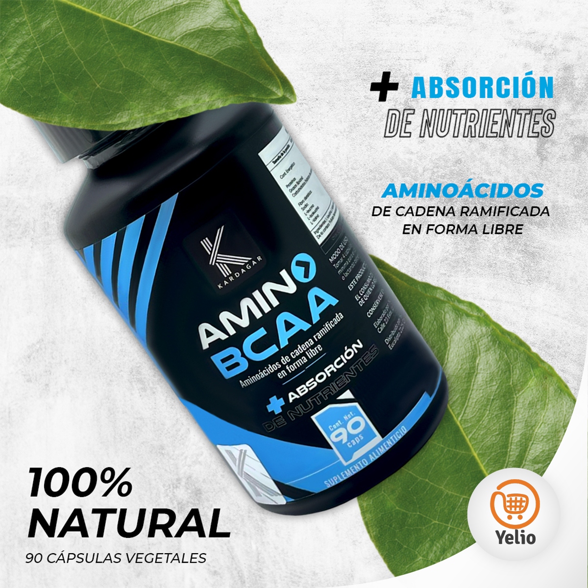 Amino BCAA KARDAGAR Aminoacidos de Cadena Ramificada de Forma Libre 90 Cap