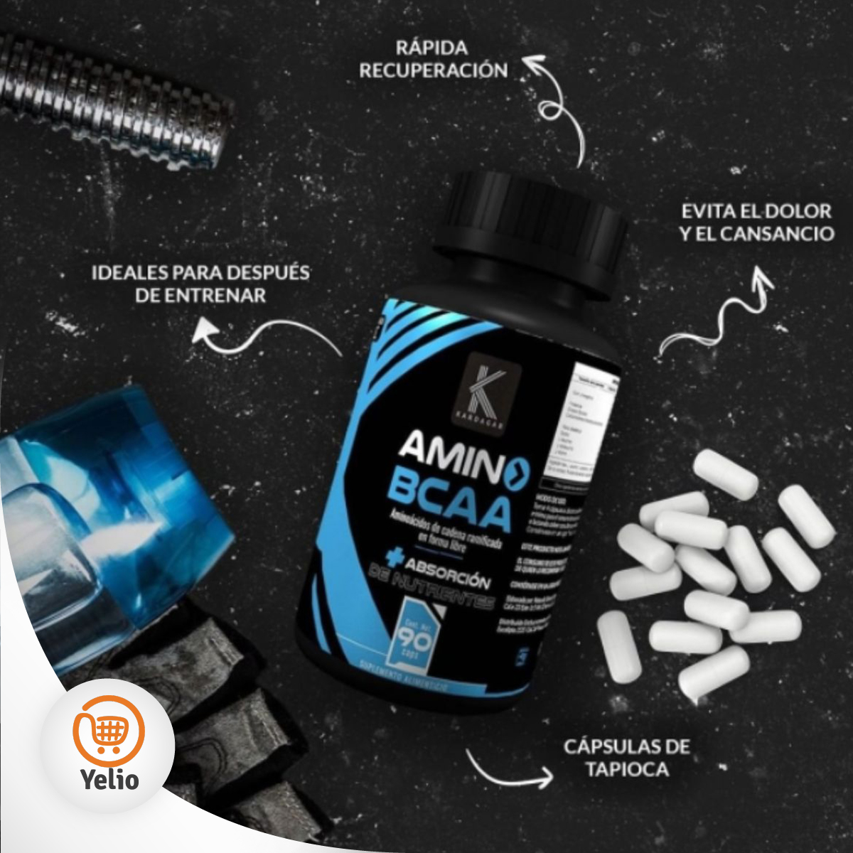 Amino BCAA KARDAGAR Aminoacidos de Cadena Ramificada de Forma Libre 90 Cap