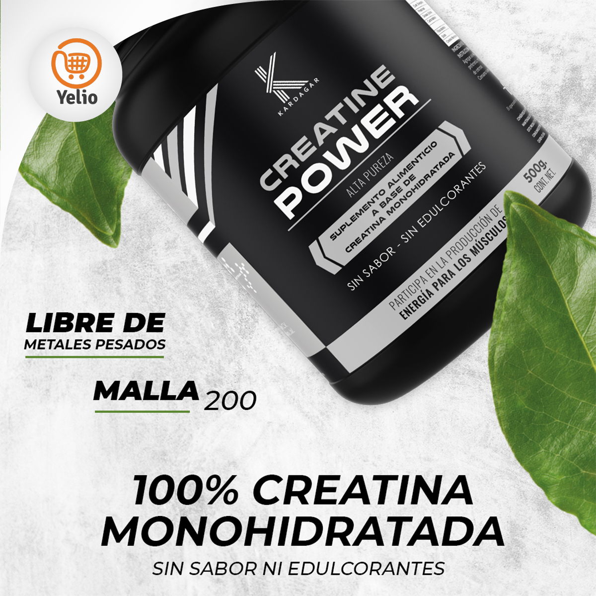 Creatine Power KARDAGAR Alta Pureza Monohidratada sin Sabor ni Edulcorantes 500G