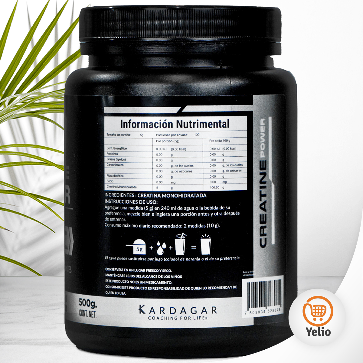 Creatine Power KARDAGAR Alta Pureza Monohidratada sin Sabor ni Edulcorantes 500G