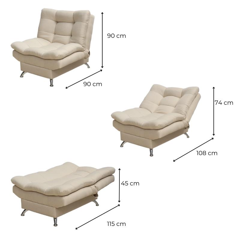 Sillón Individual Moderno Ocasional Reclinable Beige.
