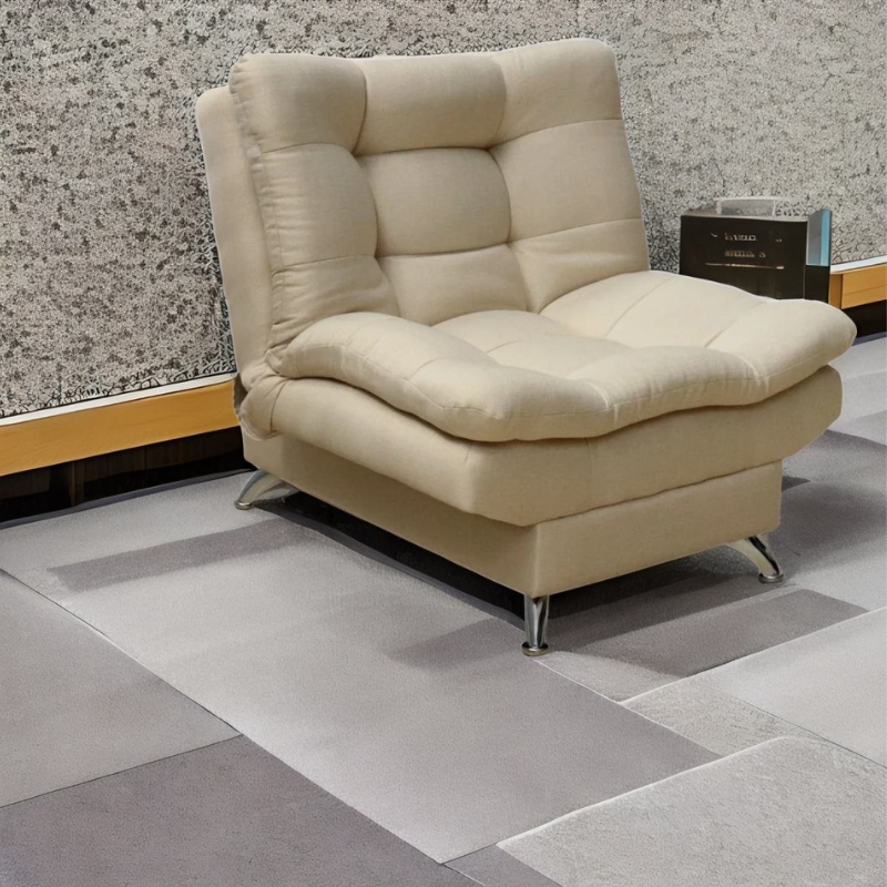 Sillón Individual Moderno Ocasional Reclinable Beige.