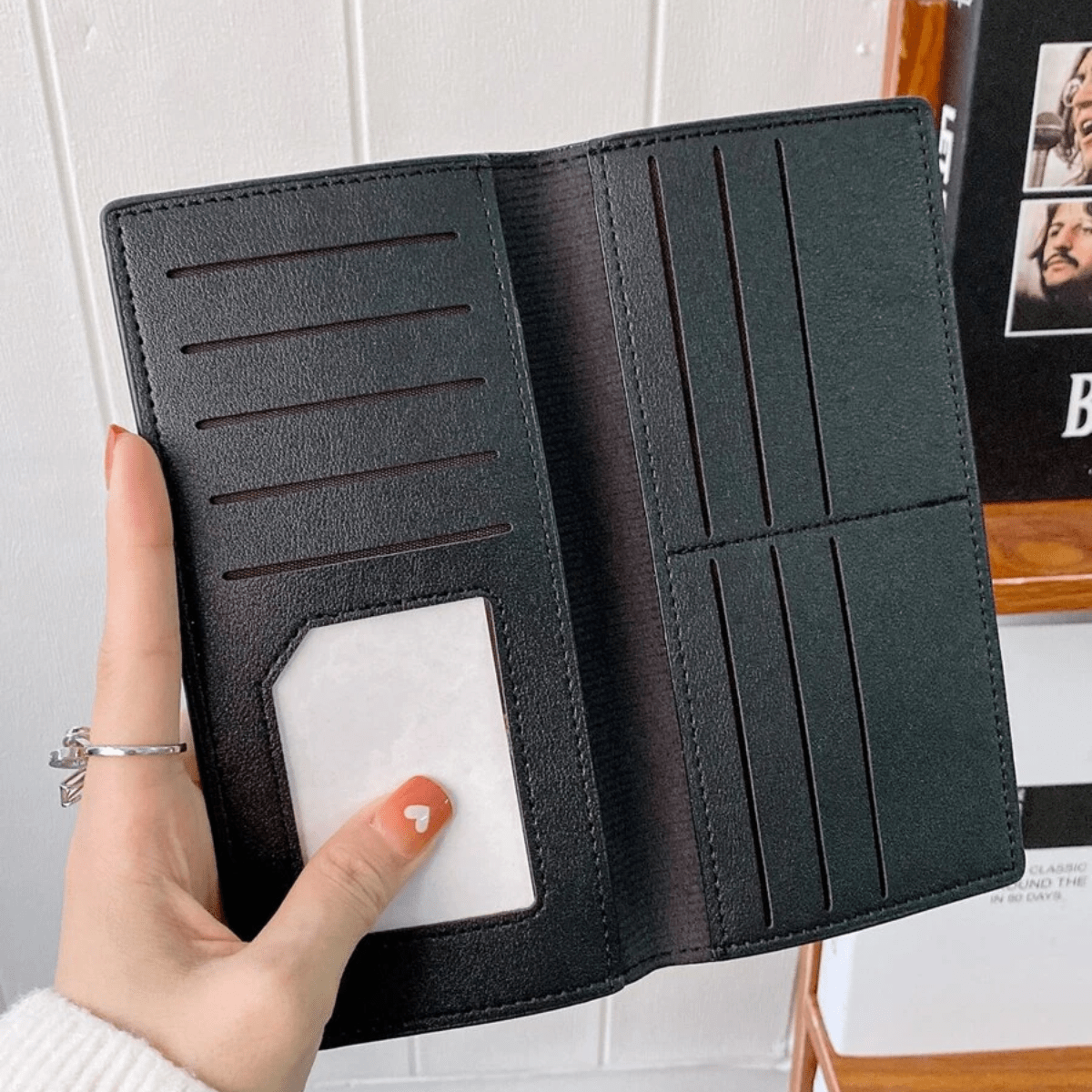 Tarjetero Vinil Piel Dama Y Caballero Color Negro Regalo Cartera Credencial