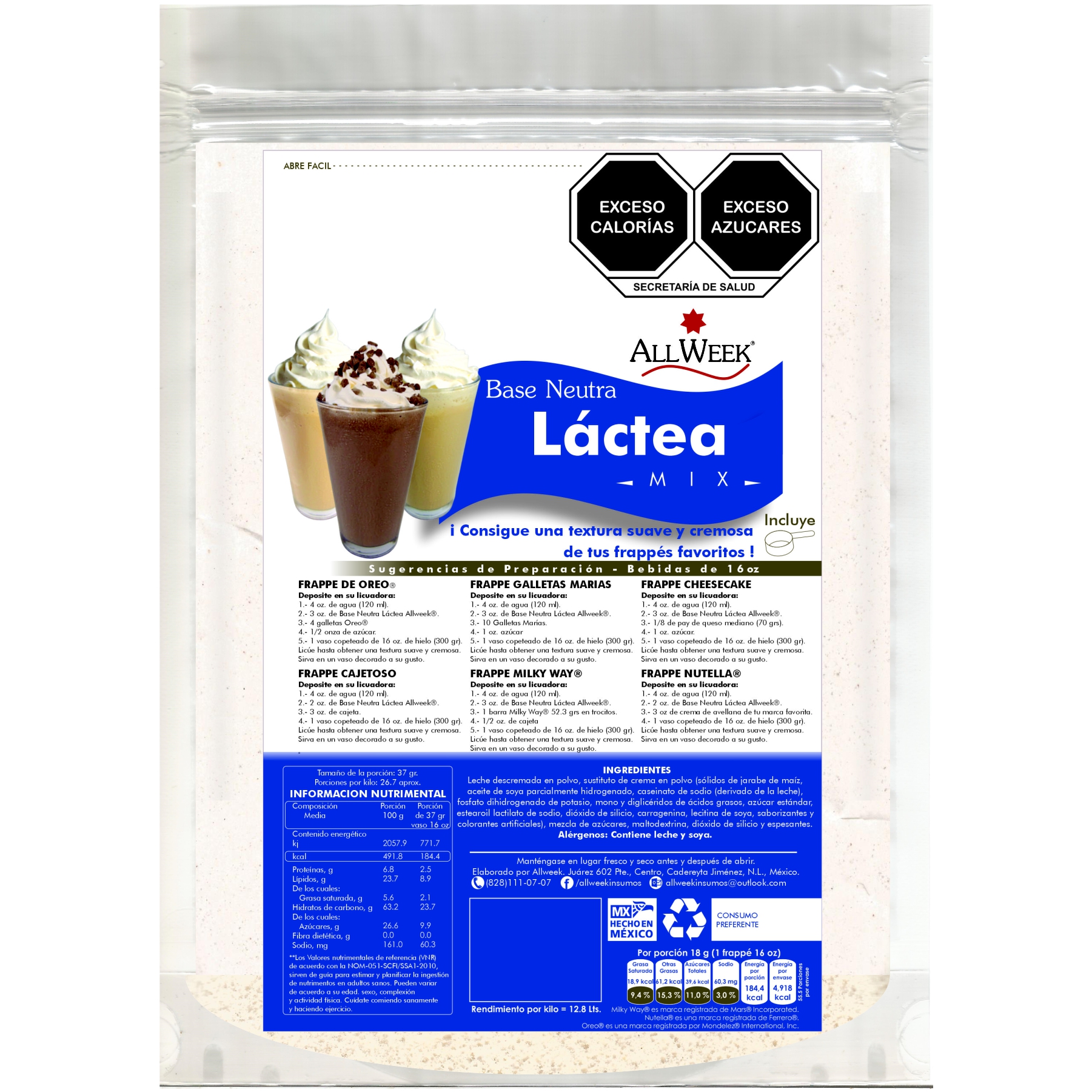 Base Neutra Lactea 1kg (frappé Mix/ Base Polvo)