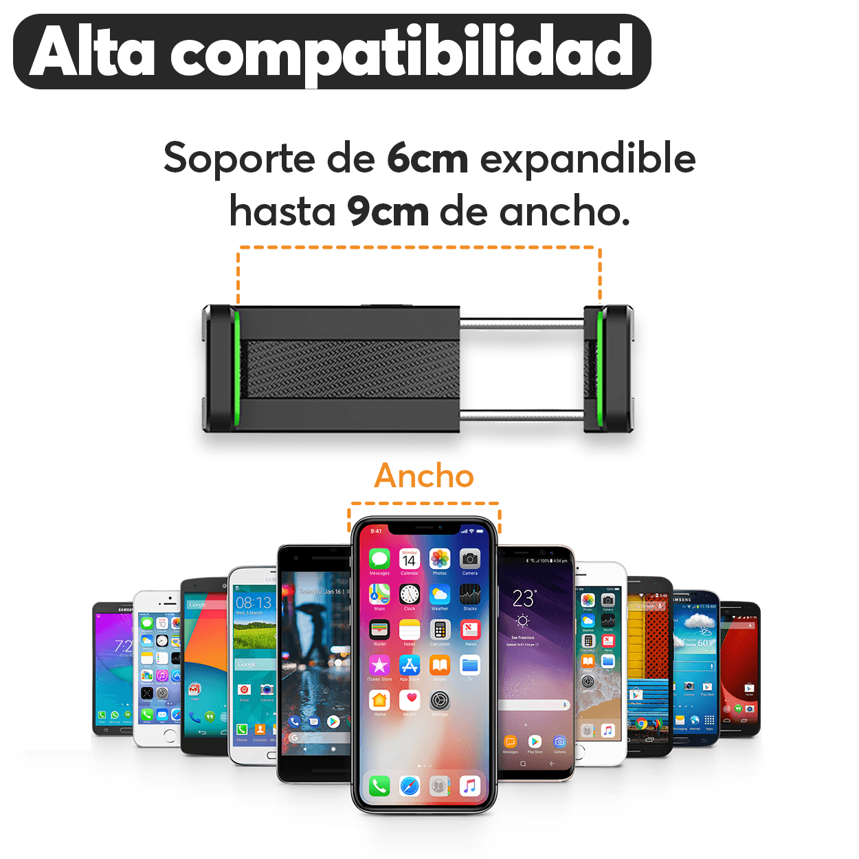 Base Soporte Porta Celular Auto Archy 360 Grados para Parasol Visera de Coche Volante Compatibilidad Universal Brazo Estabilizador Carro Ajustable (ZJ1969)