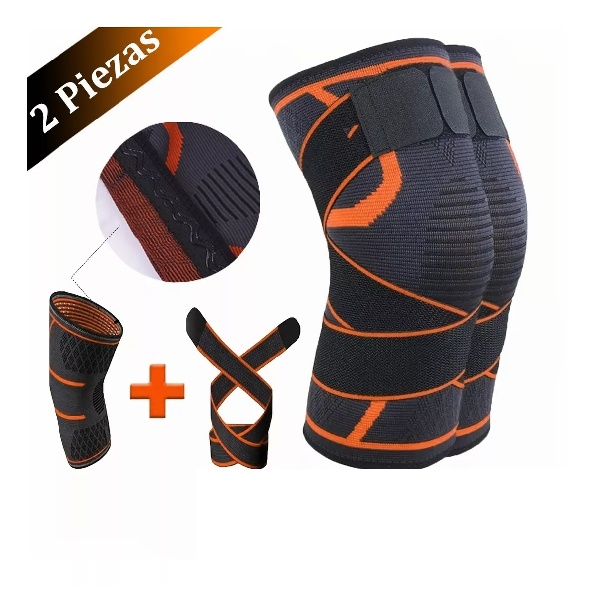  Par Rodilleras Elásticas Deportivas Compresion Para Gym Naranja S