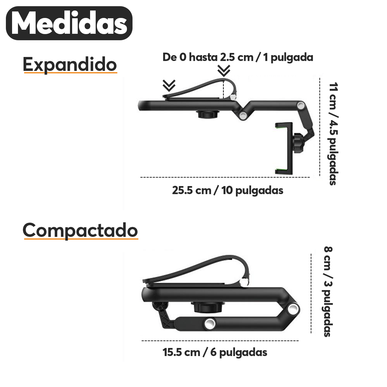 Base Soporte Porta Celular Auto Archy 360 Grados para Parasol Visera de Coche Volante Compatibilidad Universal Brazo Estabilizador Carro Ajustable (ZJ1969)