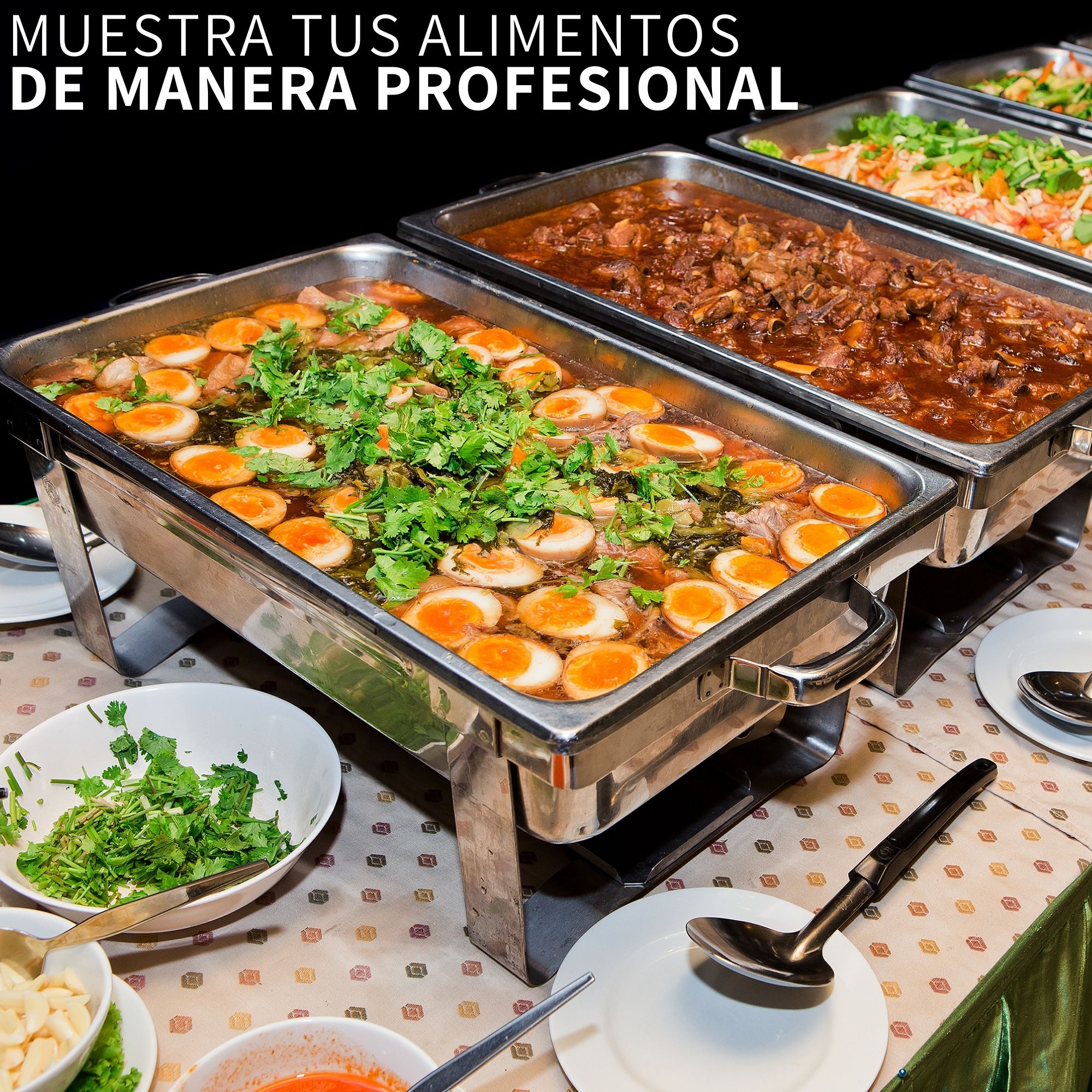 Chafer Bufetera 3 Espacios De Acero Inoxidable Para Chef