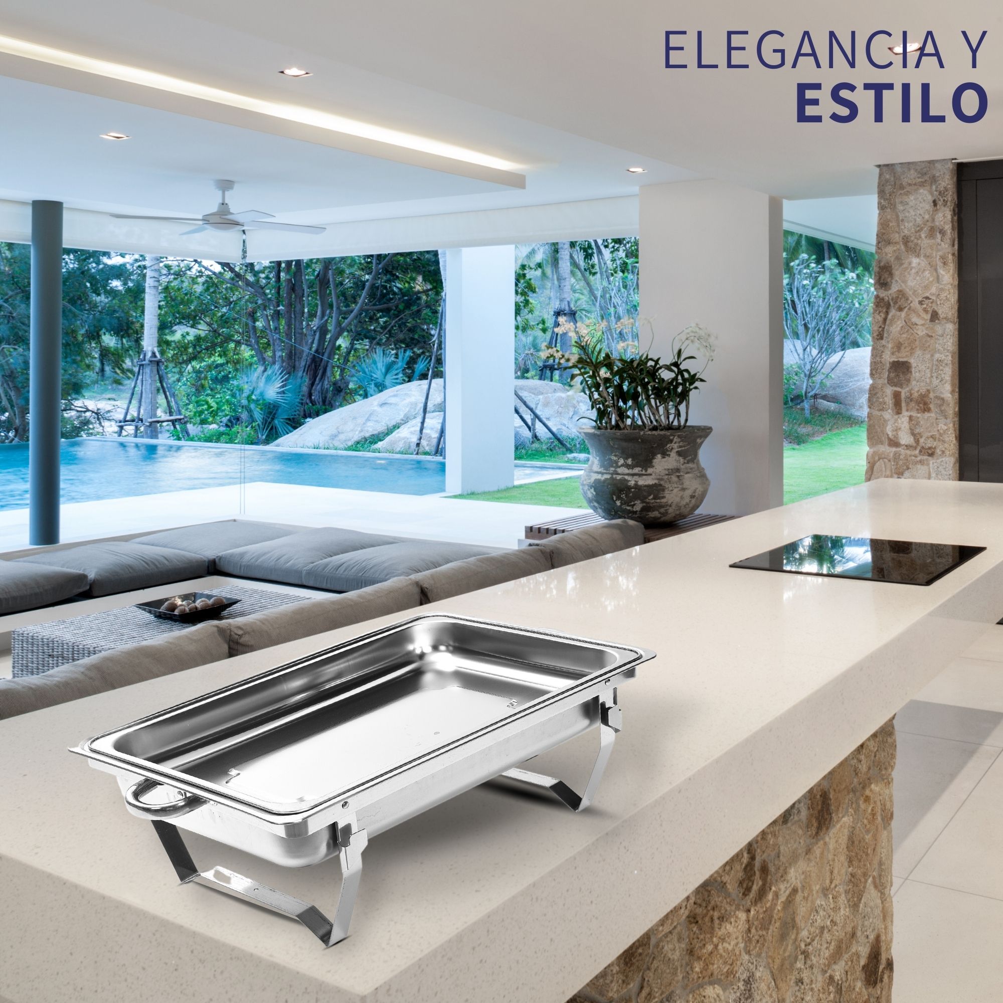 Chafer Bufetera 3 Espacios De Acero Inoxidable Para Chef