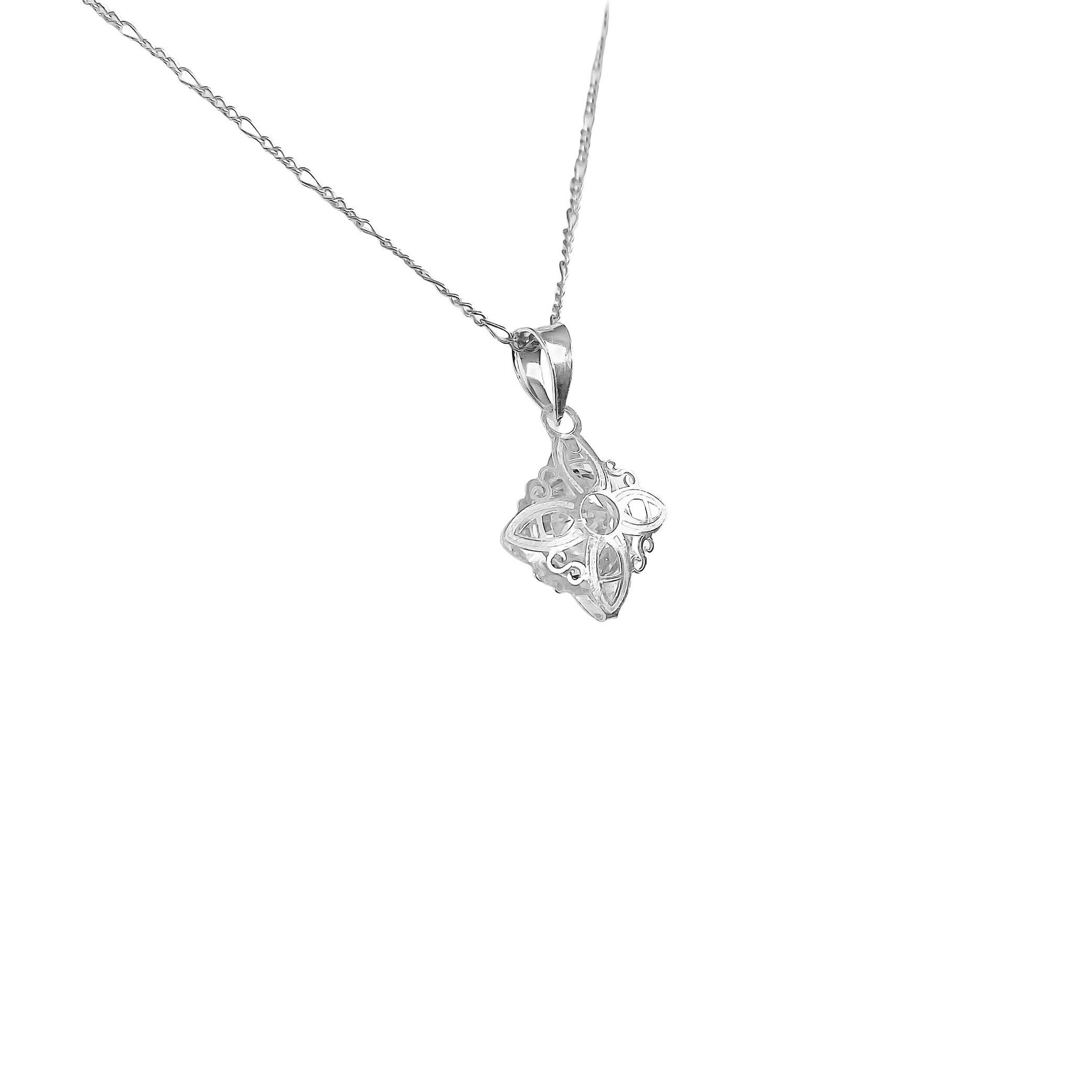 Collar Dije Nudo De Bruja Celta Con Zirconia Plata Ley 925