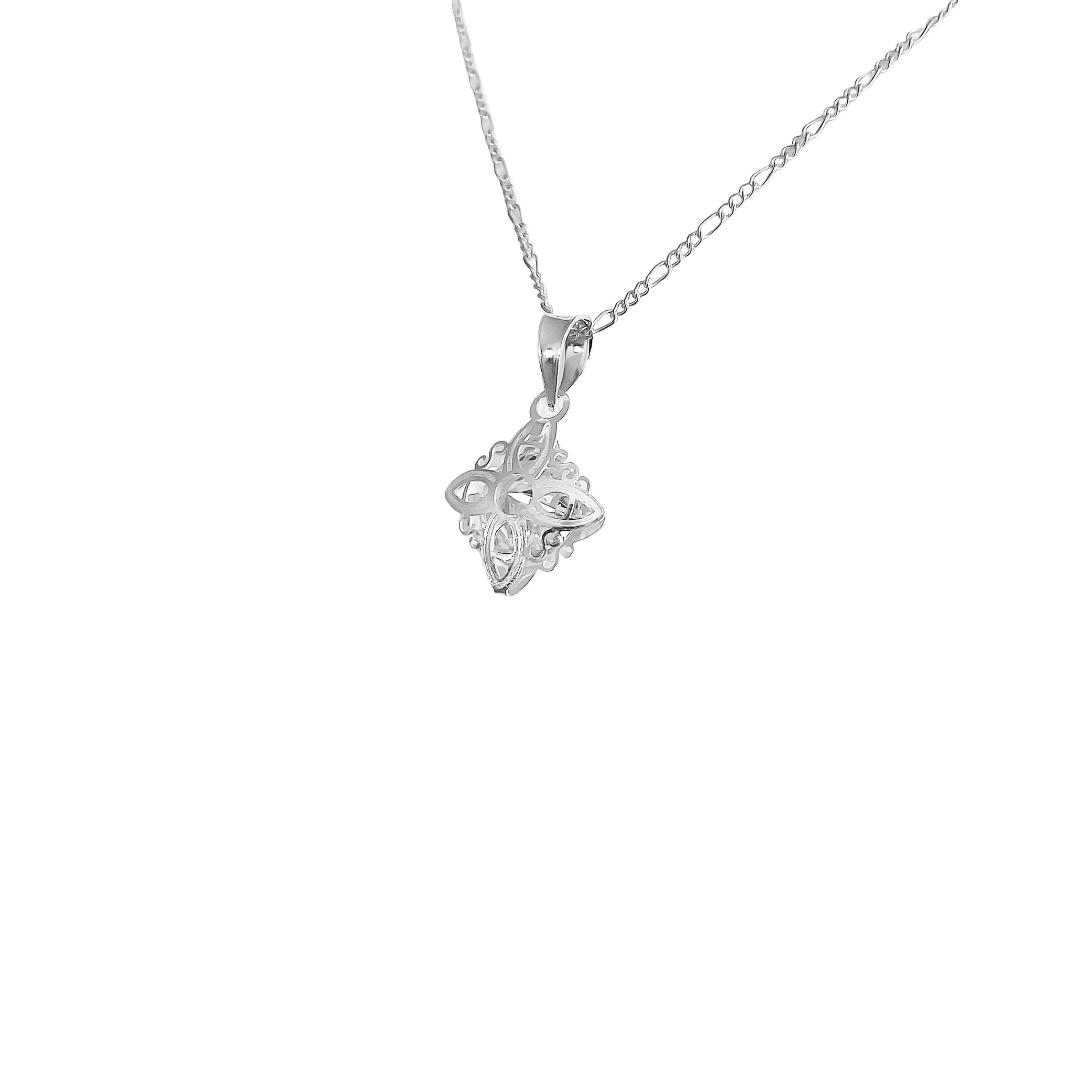 Collar Dije Nudo De Bruja Celta Con Zirconia Plata Ley 925