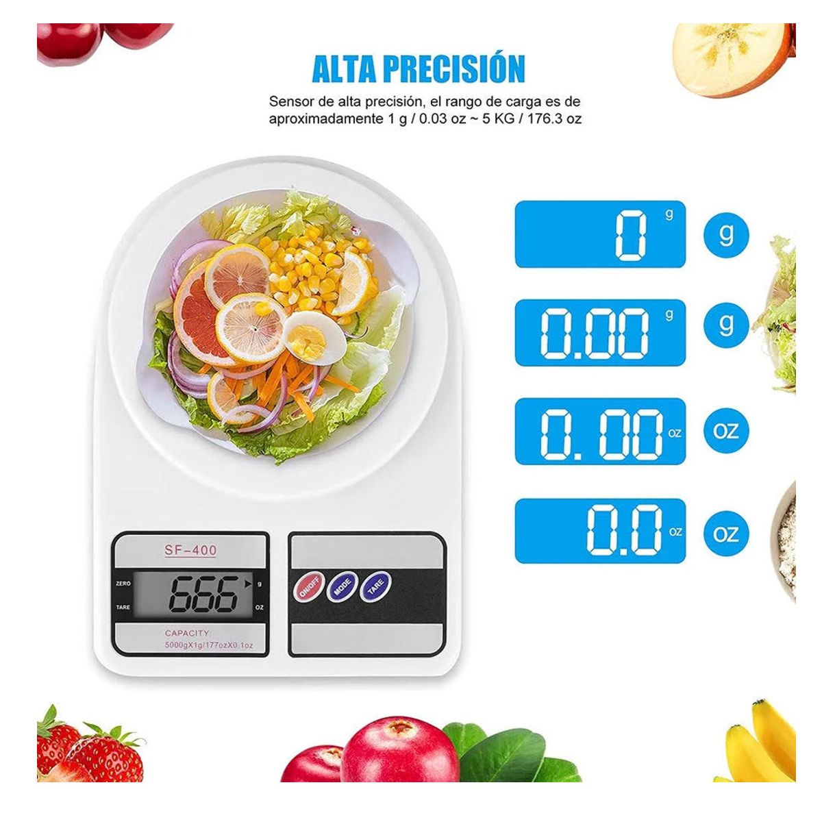 Bascula Digital Gramera Para Cocina Hasta 10gk de Capacidad