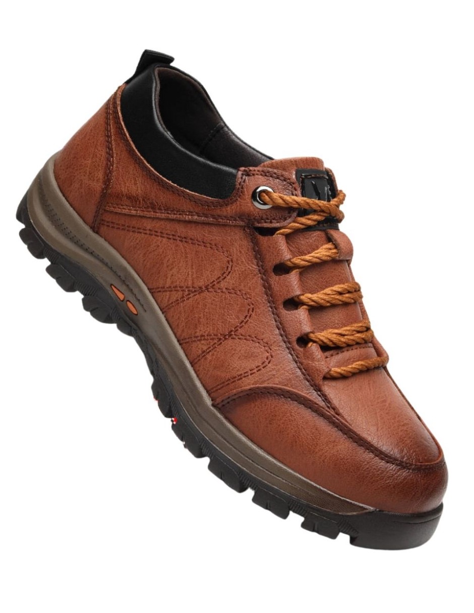 Tenis Senderismo Hombre Suela Antideslizante. Piel Sintética