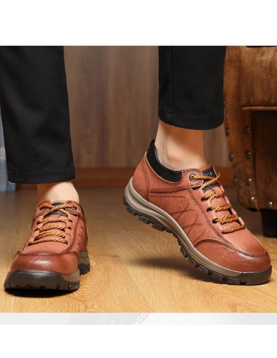 Tenis Senderismo Hombre Suela Antideslizante. Piel Sintética