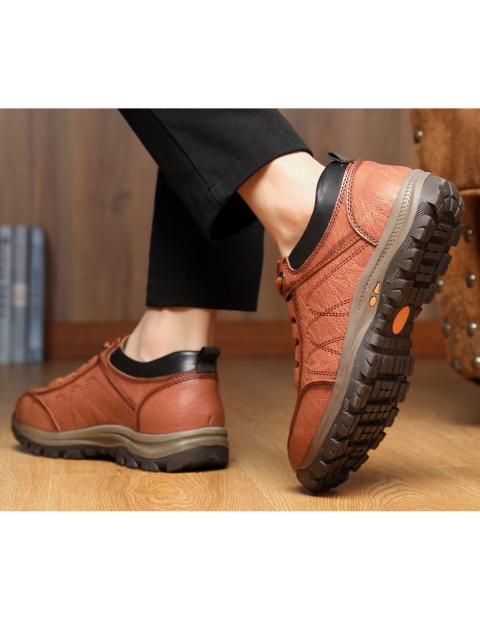 Tenis Senderismo Hombre Suela Antideslizante. Piel Sintética