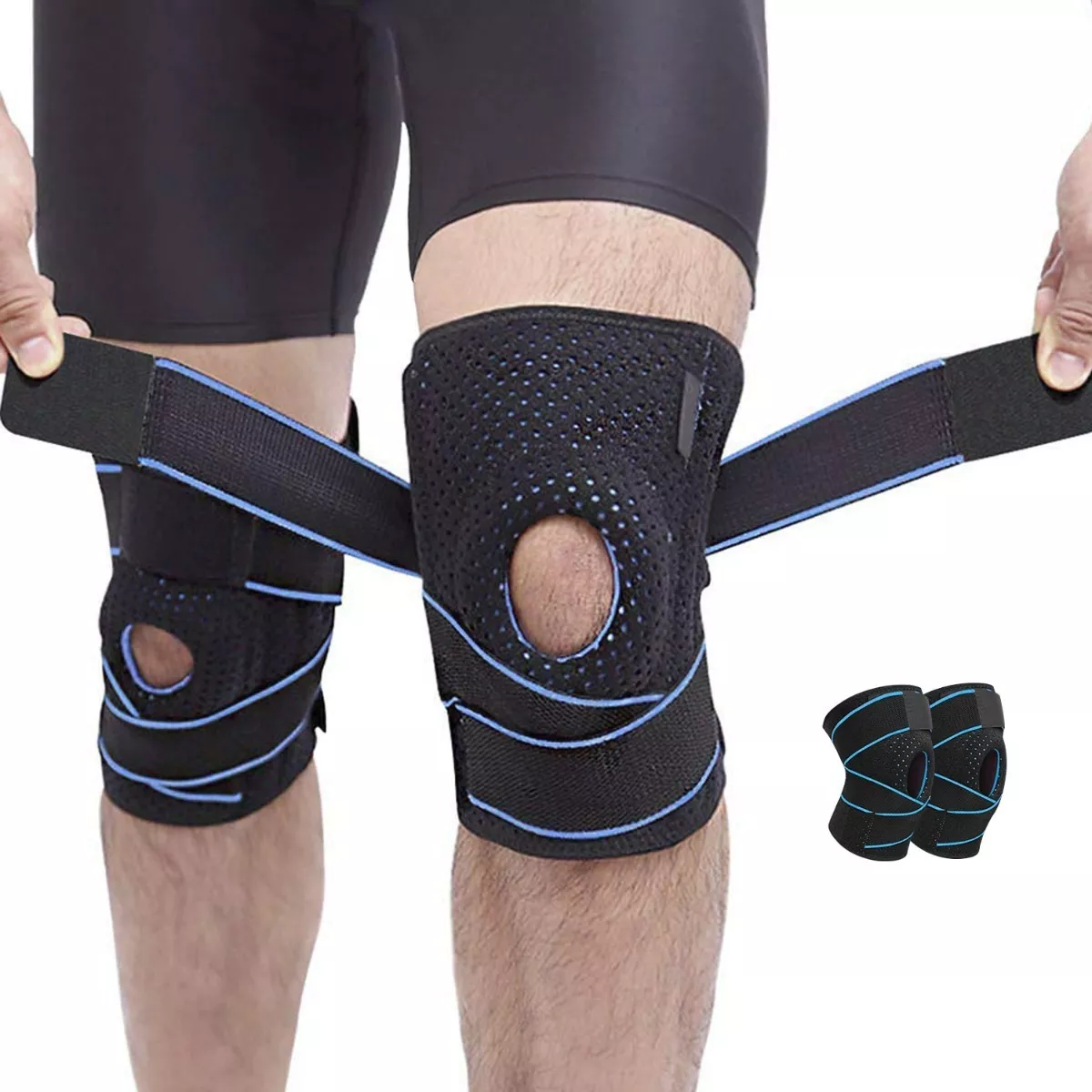 Protector De Rodillera 2 Pack Rodilleras De Soporte Deportes Negro/Azul