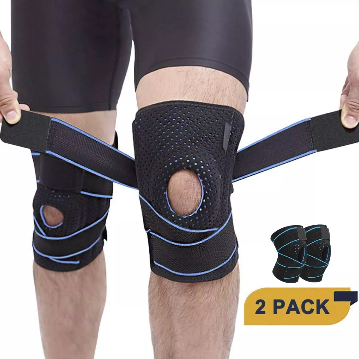 Protector De Rodillera 2 Pack Rodilleras De Soporte Deportes Negro/Azul