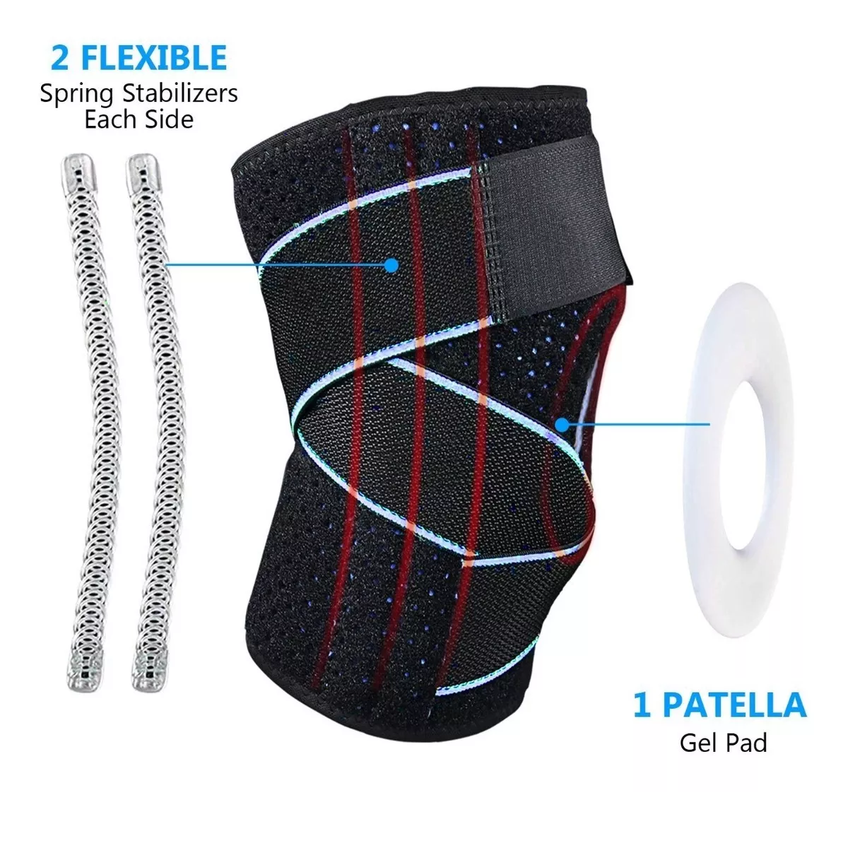 Protector De Rodillera 2 Pack Rodilleras De Soporte Deportes Negro/Azul