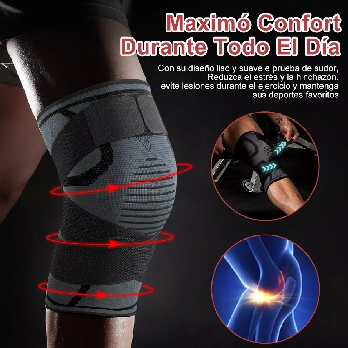 Par Rodilleras Elásticas Deportivas Compresion Para Gym S