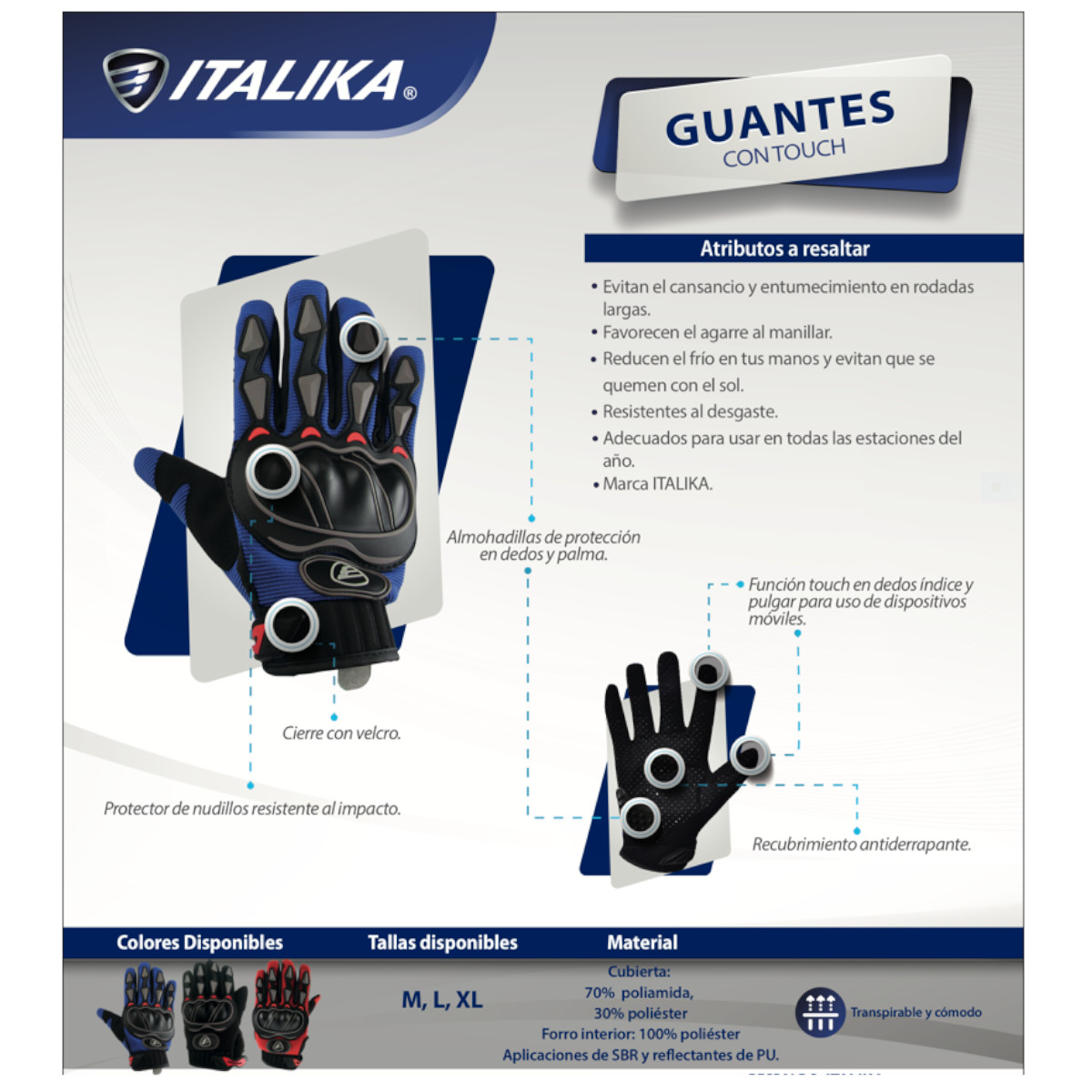 Guantes Moto Protección En Nudillos Y En Palmas Negros - Moto