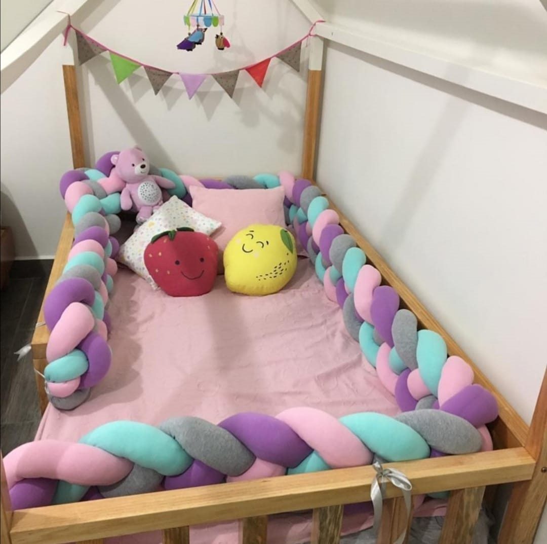 Protector de Cuna Trenza Bumber Bebé 4 mts Personalizada