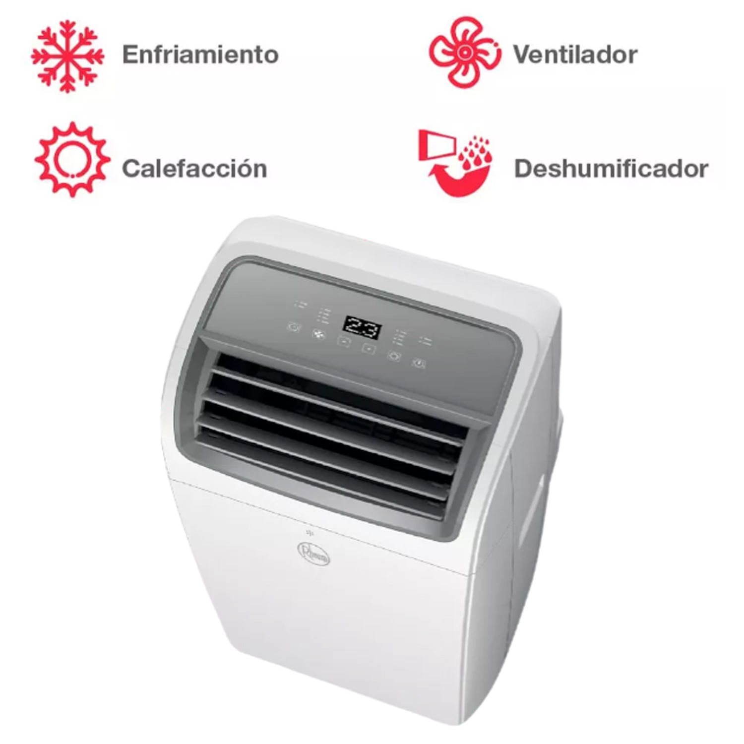 Aire AC Portatil Frio Calor Barato MXPPO-001-12 12000BTUs 410m3hr R-410A 3,4EER 115V1F60Jx 7,64A 854,2W 55dB Hasta 12m2 Frío Calor con Bomba PinguinPro