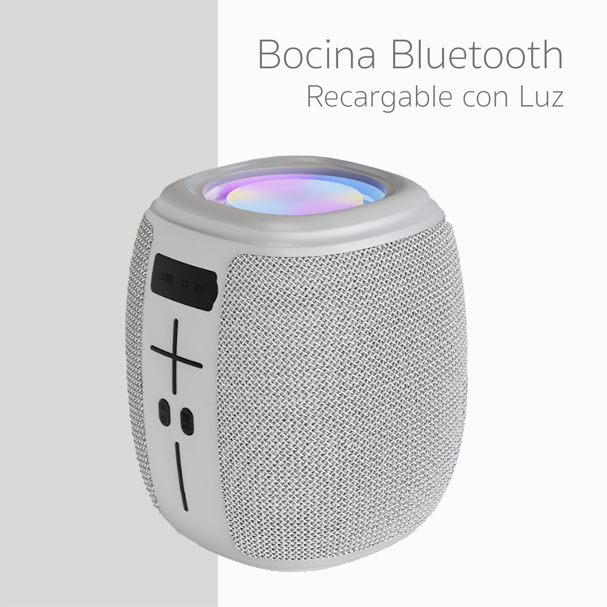 Bocina Portatil con Bluetooth Recargable con Microfono Integrado y Luz RGB