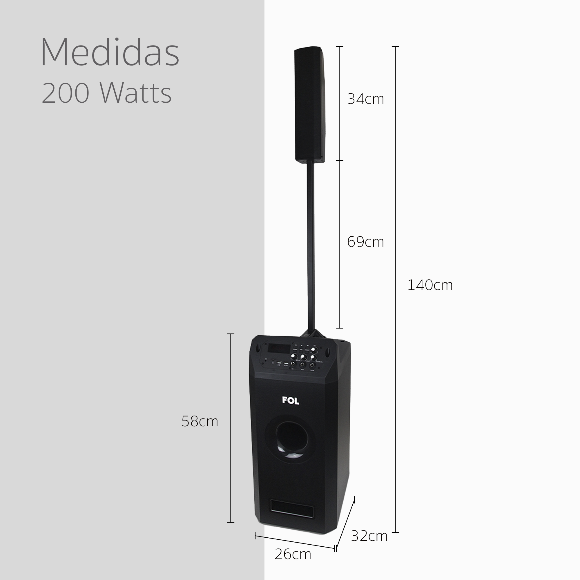 Bocina con Torre de Audio con Subwoofer Portatil .