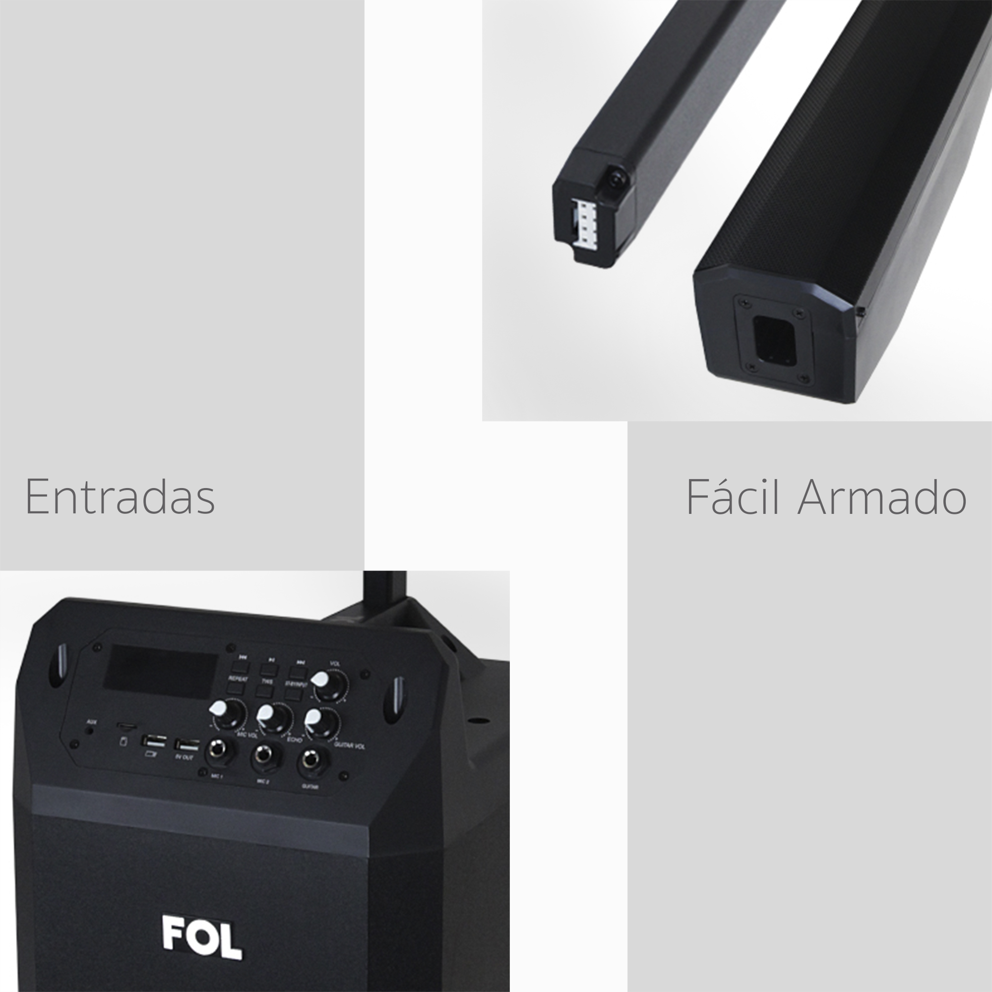 Bocina con Torre de Audio con Subwoofer Portatil .