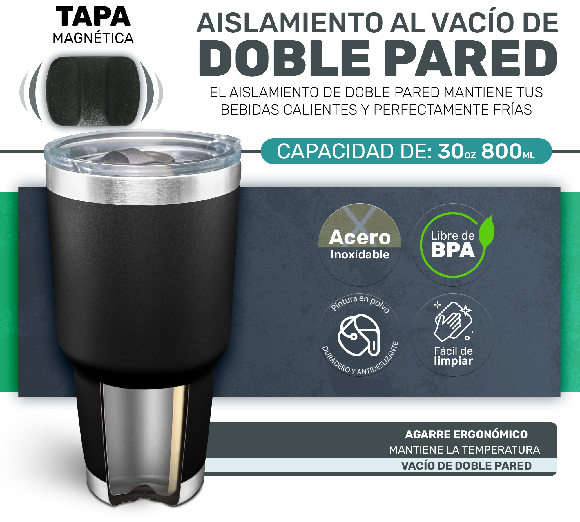 Termo Térmico Tipo Yeti De Acero Inoxidable 900ml - Variedad de Colores