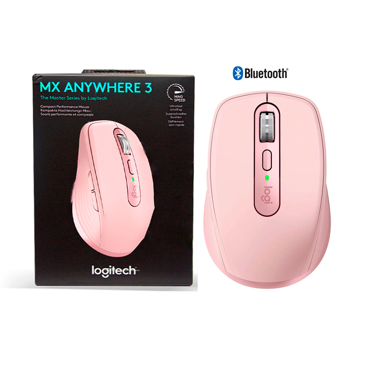 Mouse Inalámbrico LOGITECH MX Anywhere 3 Bluetooth 6 buttons, Rosa 