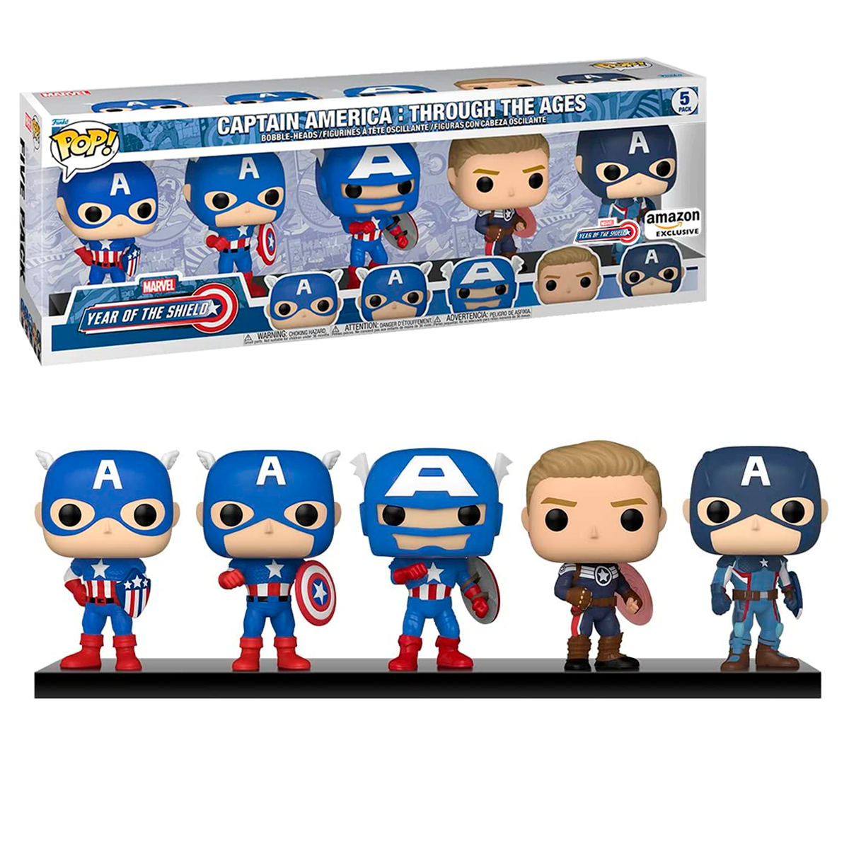 Funko Pop Capitan America Paquete 5 Piezas Through The Ages Marvel Original