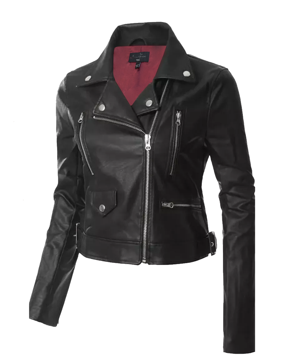 Chamarra Dama Piel Pu Moda Biker Nueva Colección