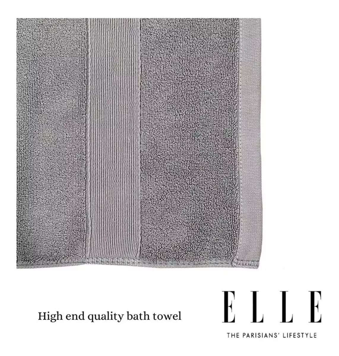 3 TOALLAS MEDIO BAÑO 70X140 GRIS ELLE The Parisians Lifestyle 100% Algodón