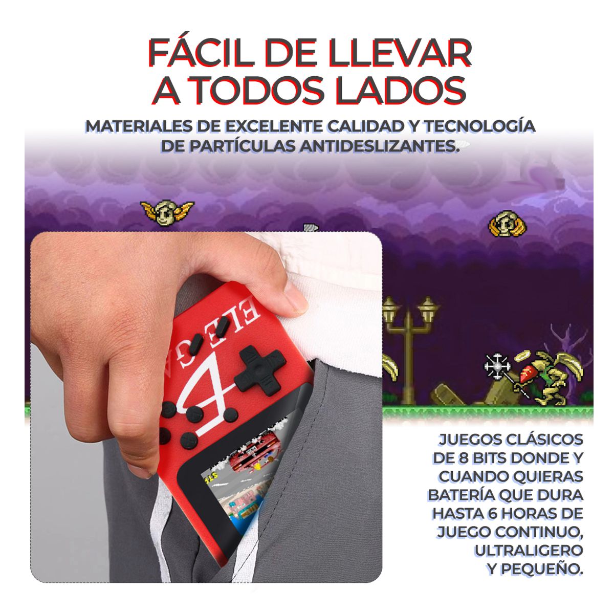 Consola Retro Portatil Recargable 400 Juegos 1 Control Adicional GMBOXP Azul