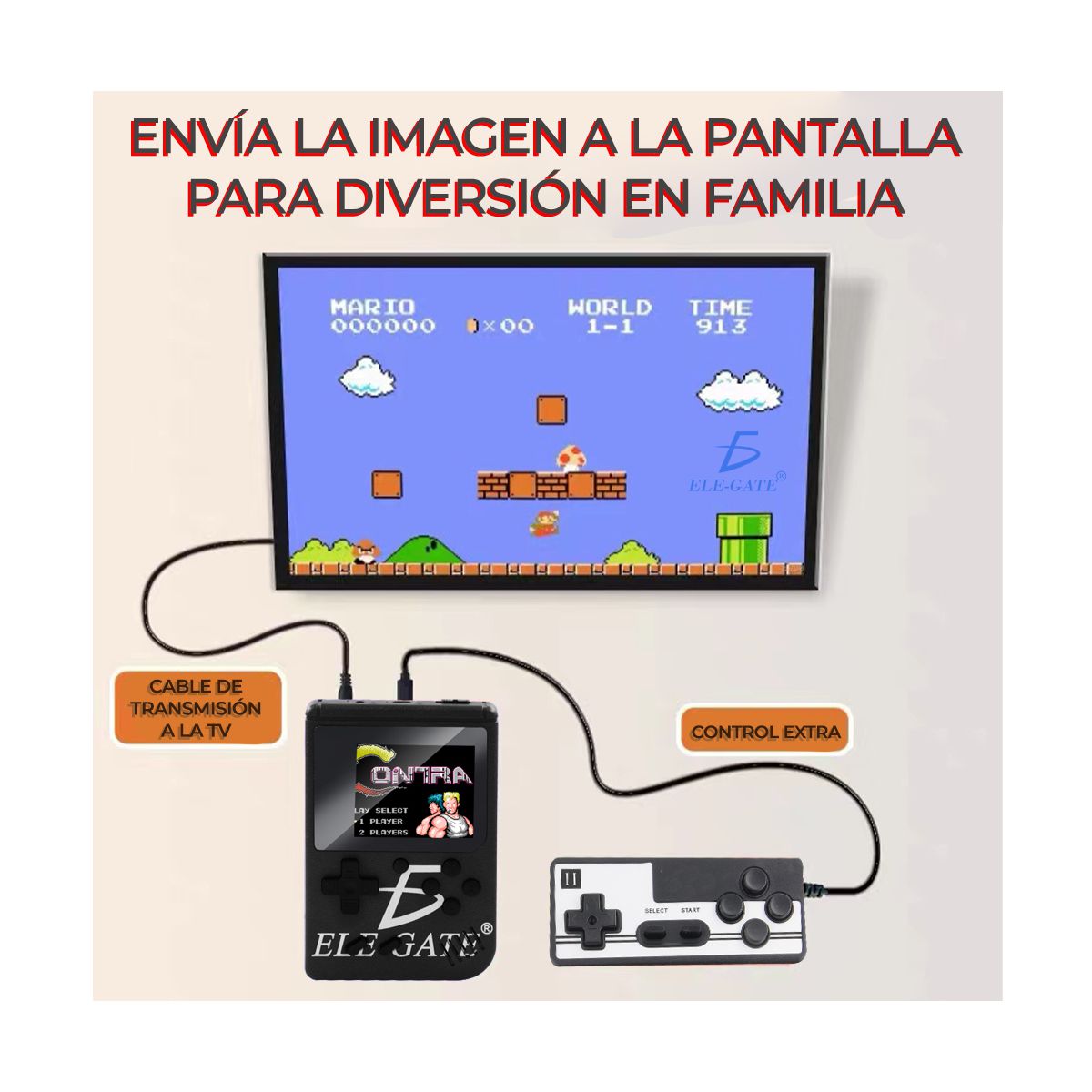 Consola Retro Portatil Recargable 400 Juegos 1 Control Adicional GMBOXP Azul