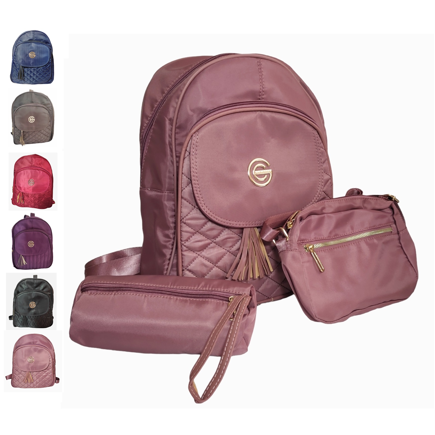 Kit Mochila 3 Piezas - Mochila, Bolsa Crossbody y Lapicera Estilo Urbano Escolar Viaje