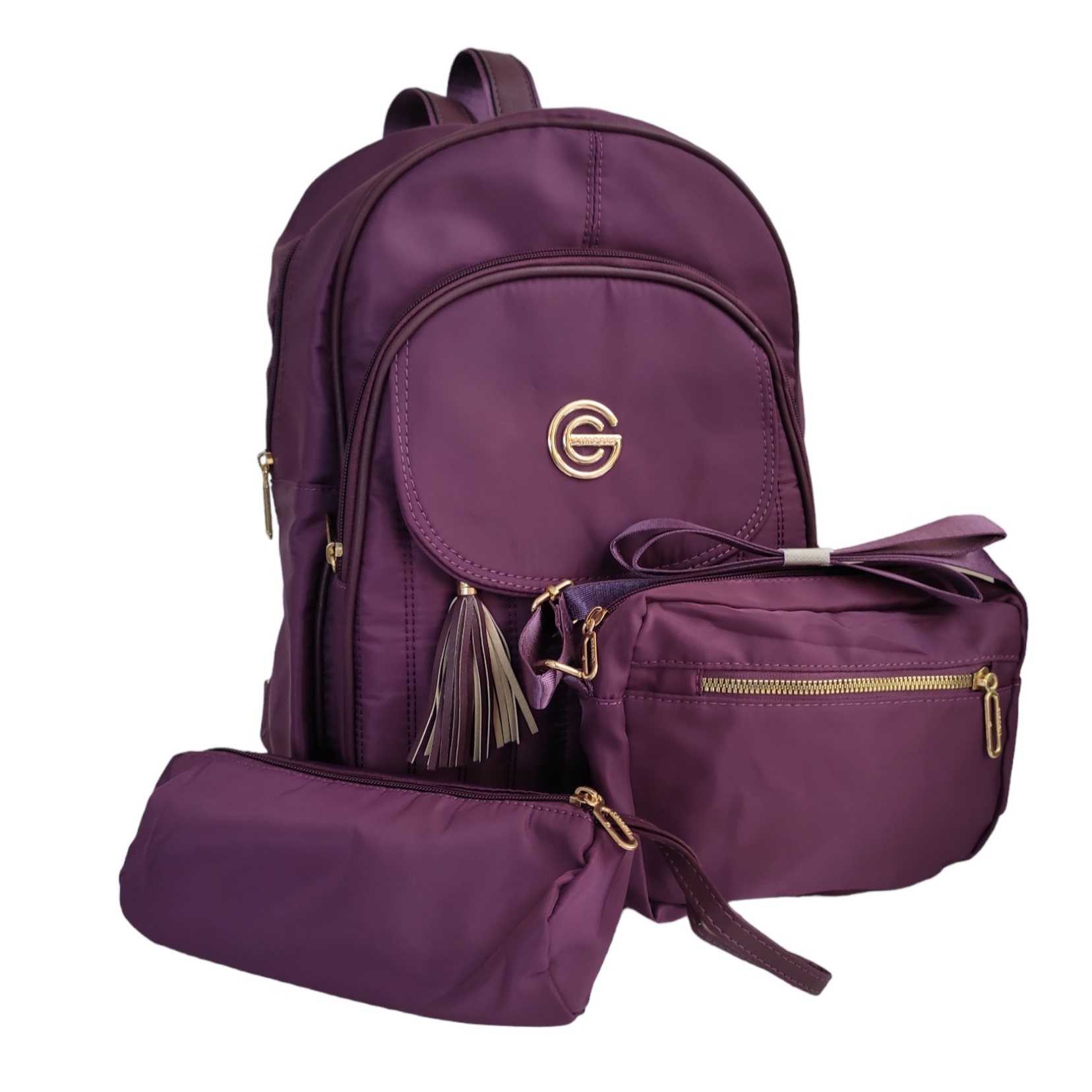 Kit Mochila 3 Piezas - Mochila, Bolsa Crossbody y Lapicera Estilo Urbano Escolar Viaje