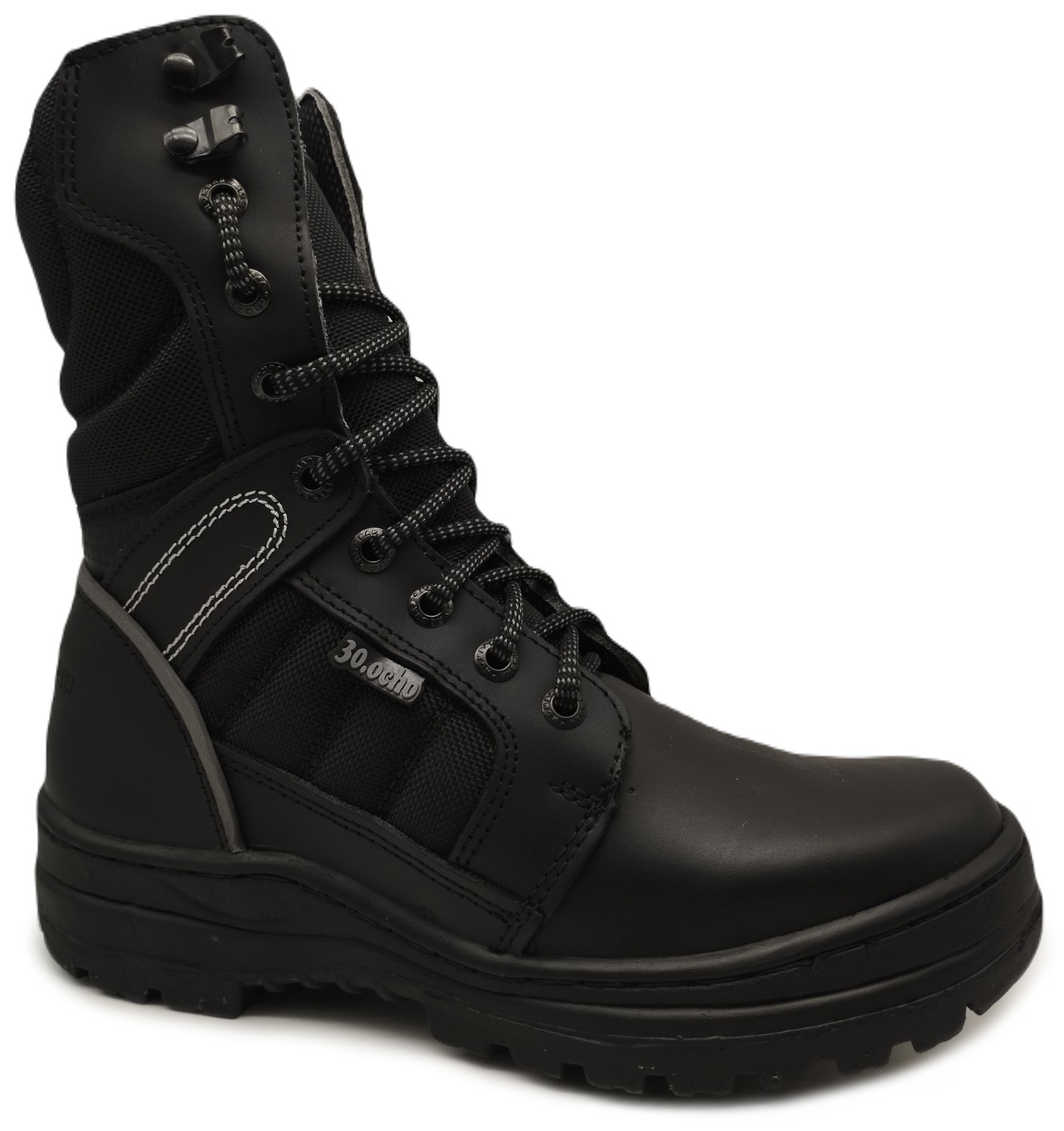 Bota tactica tipo SWAT de Piel, Cosida Antiderrapante con cierre lateral 4503