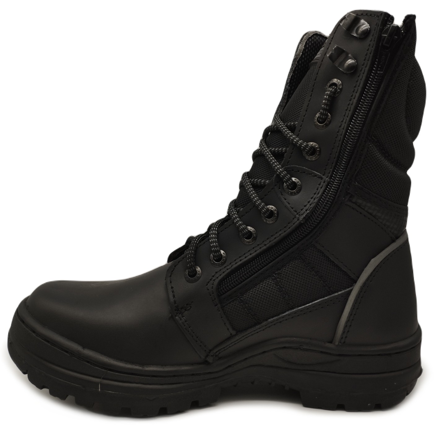 Bota tactica tipo SWAT de Piel, Cosida Antiderrapante con cierre lateral 4503