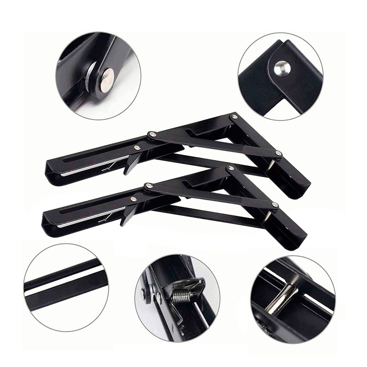 Kit De 2 Ménsulas Abatibles 12 Pulgadas Para Repisa Hold7112 Negras