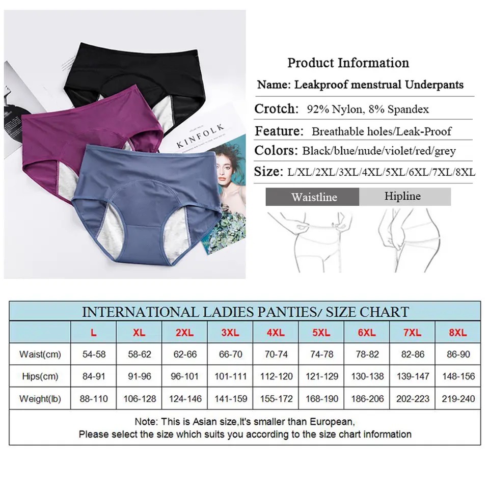  Panties menstruales a prueba de fugas de fibra de viscosa de  bambú multipaquete, tamaño EE.UU. XXS-3XL/10, XS : Ropa, Zapatos y Joyería