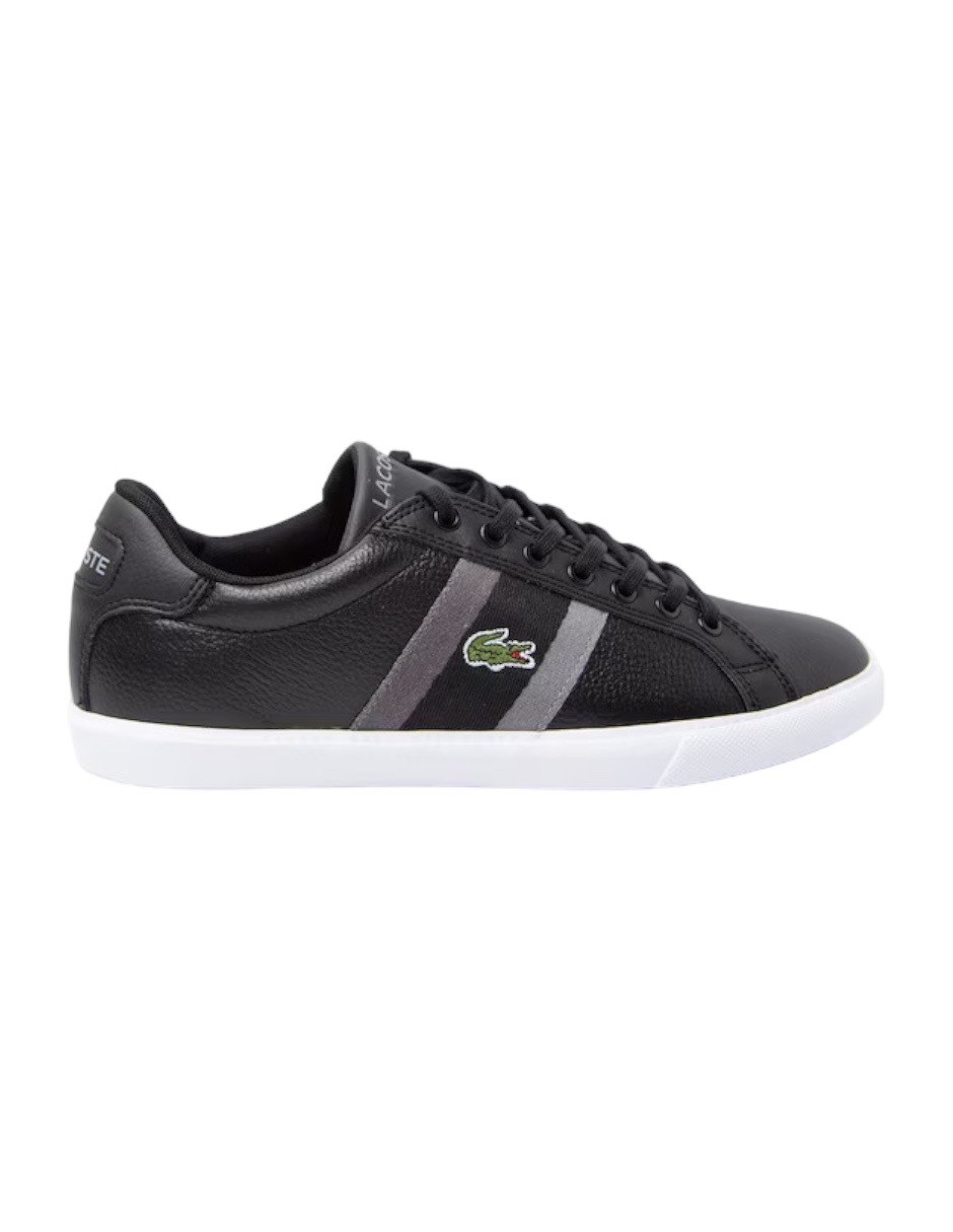 TENIS LACOSTE GRAN VULC NEGRO CON GRIS Y BLANCO