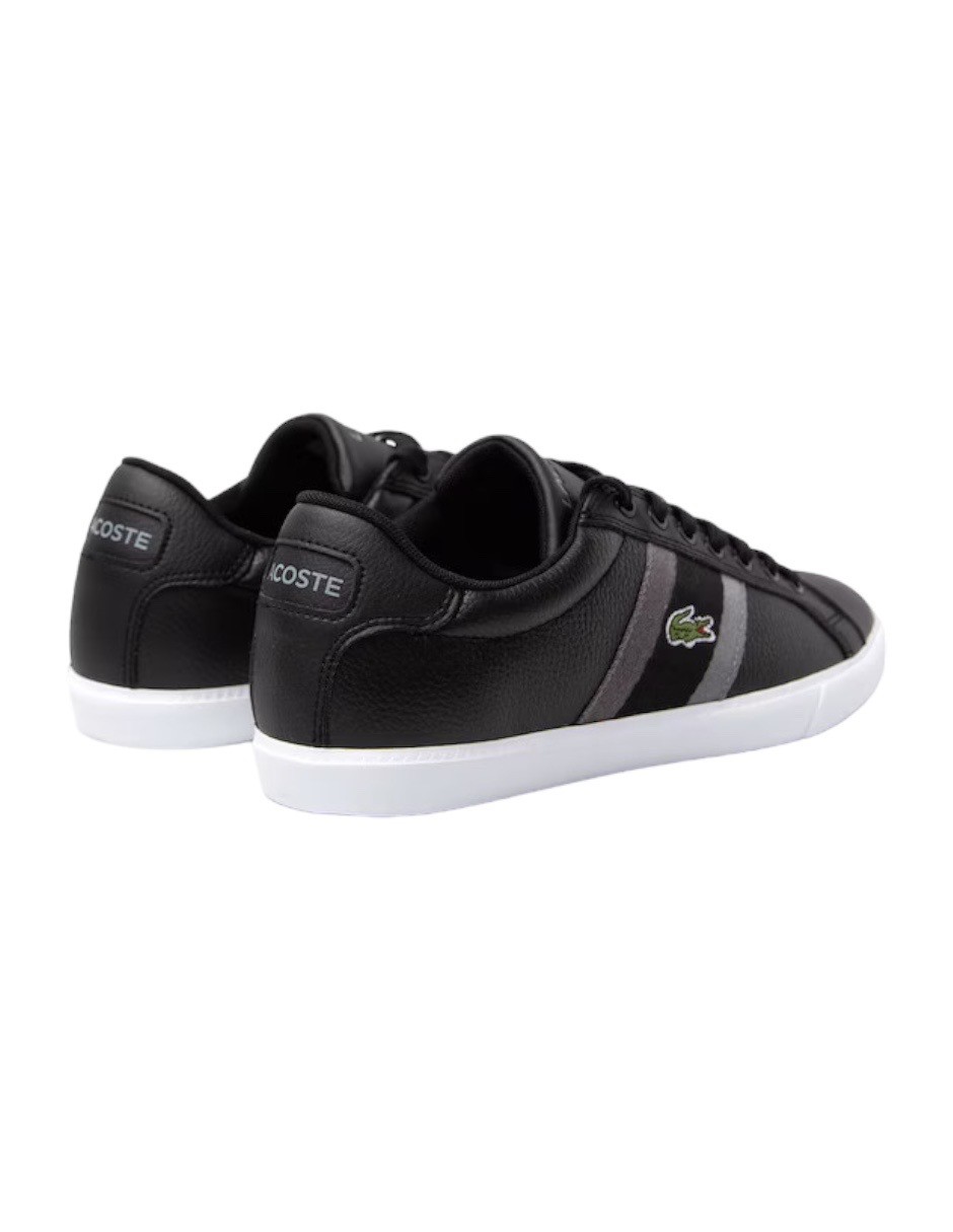 TENIS LACOSTE GRAN VULC NEGRO CON GRIS Y BLANCO