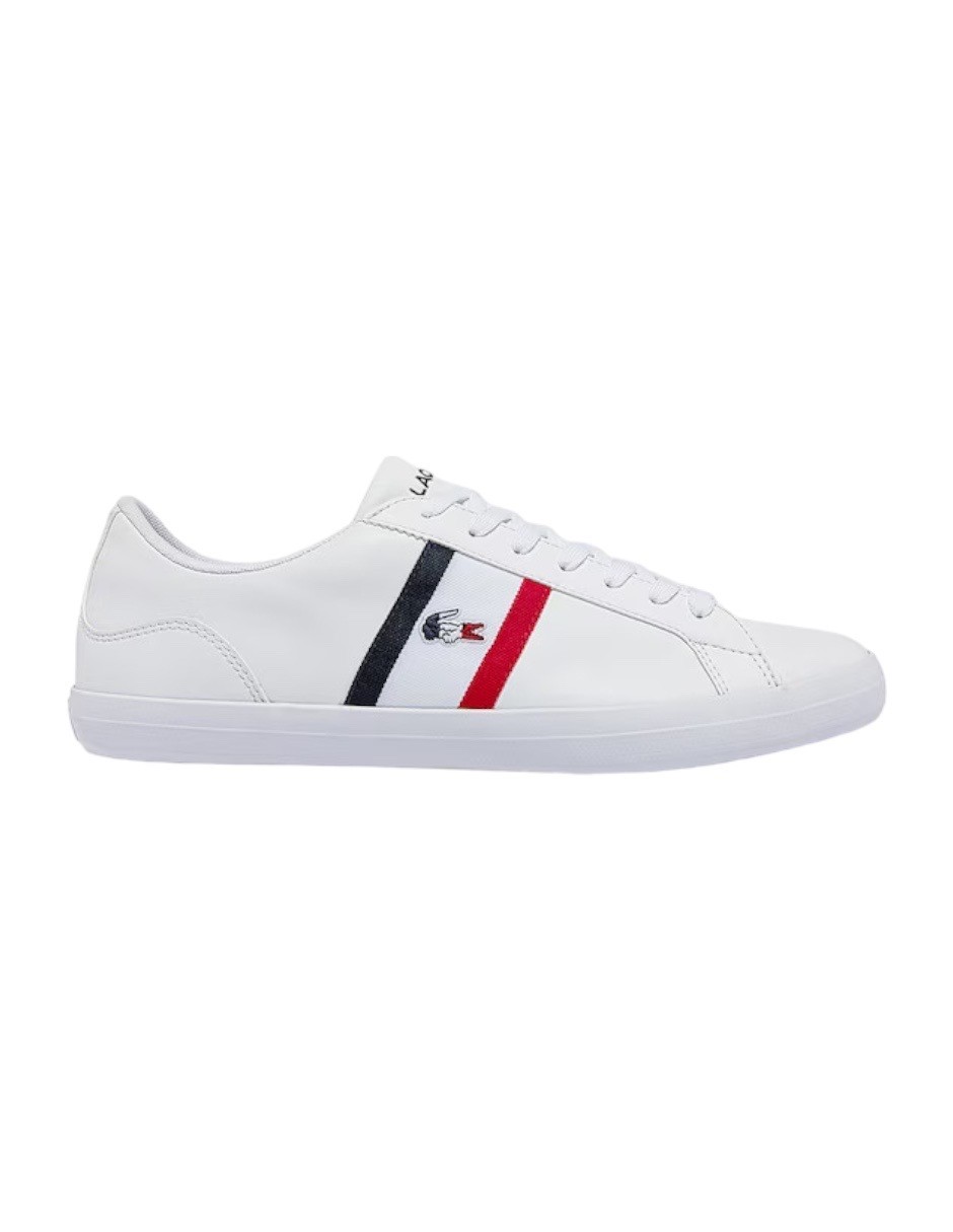 TENIS LACOSTE LEROND BLANCO CON BANDERA DE FRANCIA PARA HOMBRE