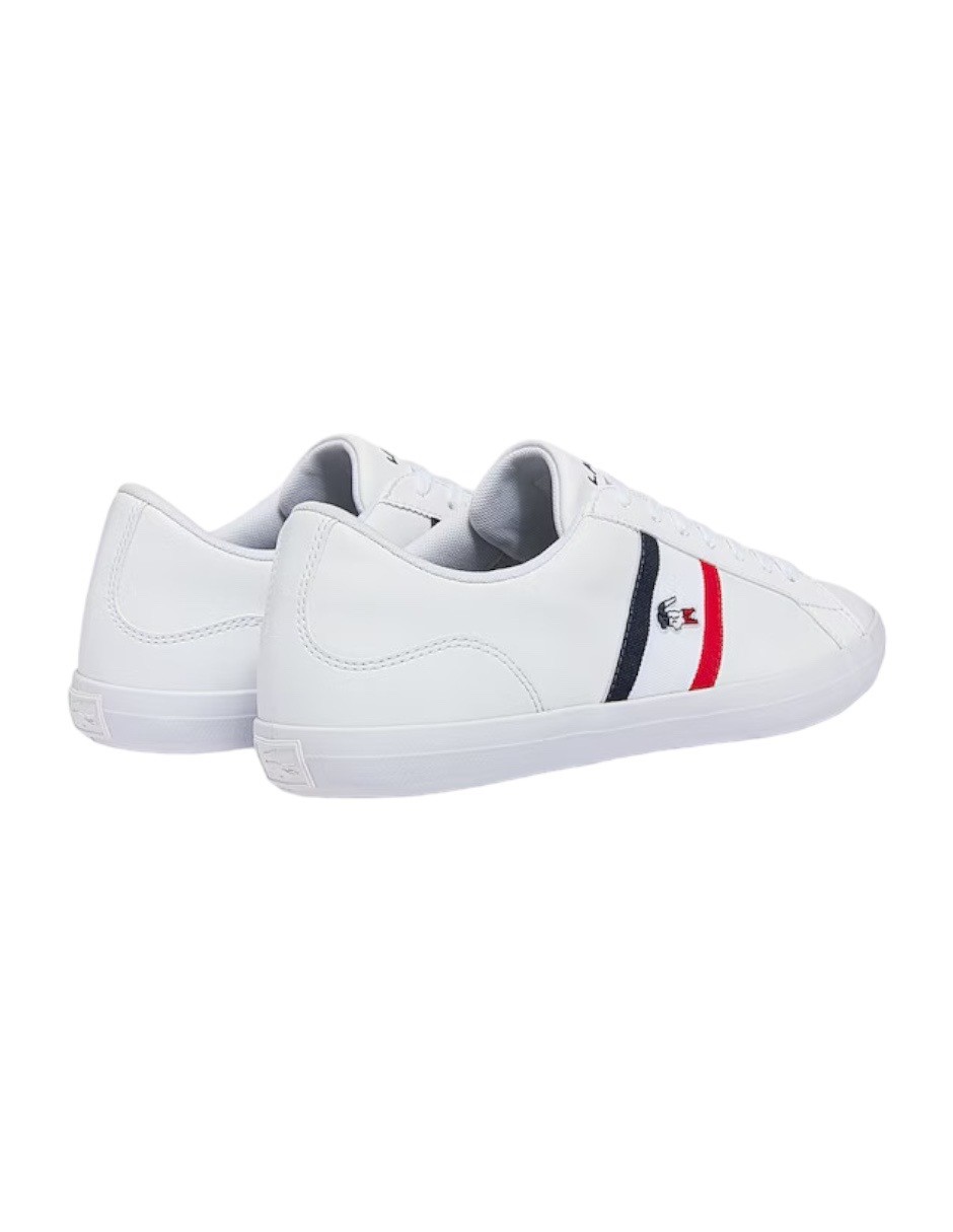 TENIS LACOSTE LEROND BLANCO CON BANDERA DE FRANCIA PARA HOMBRE