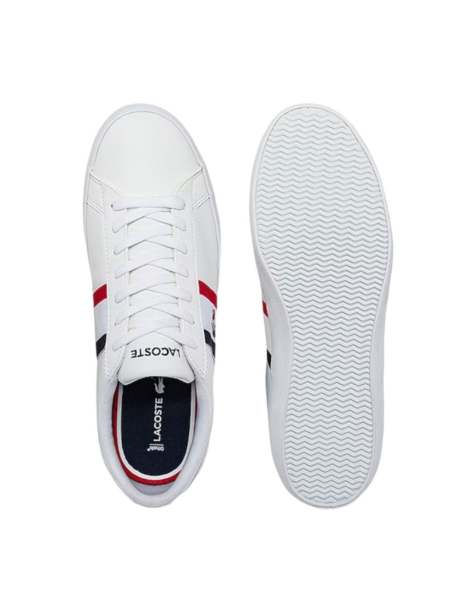 TENIS LACOSTE LEROND BLANCO CON BANDERA DE FRANCIA PARA HOMBRE