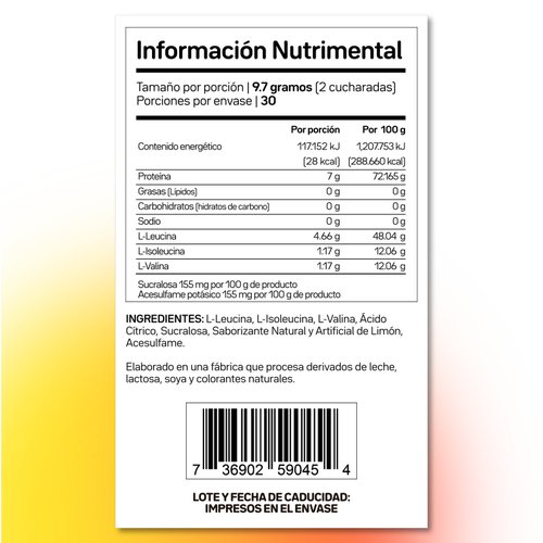 Aminoacidos BCAA 4:1:1 Limon Primetech 30 serv 10 g c/u