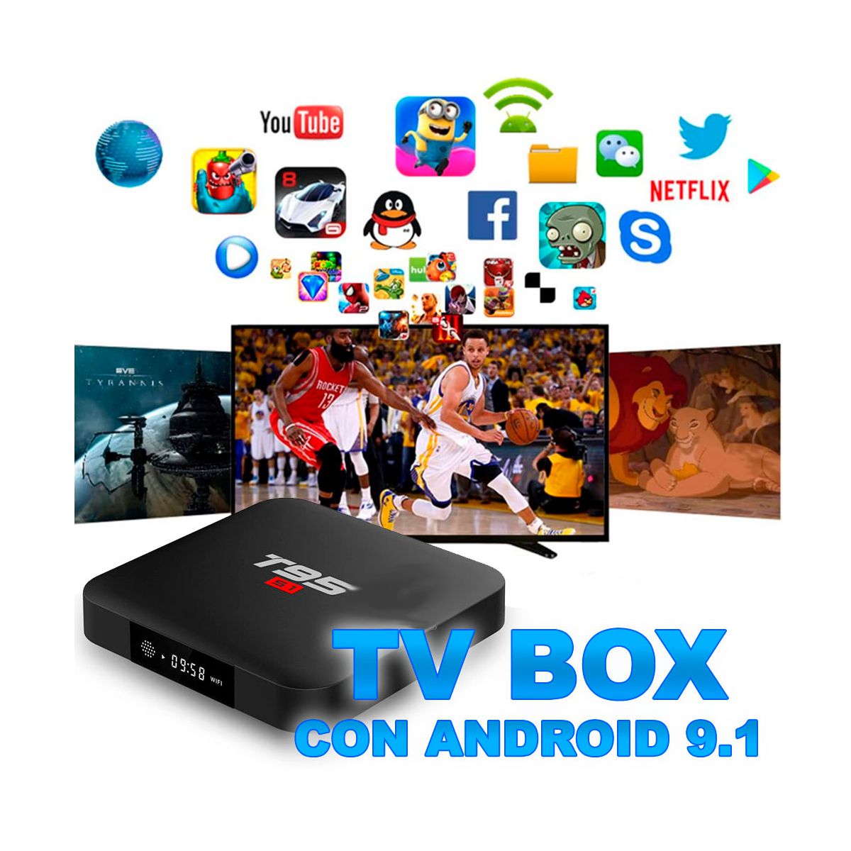 Android TV Box 2Gb / 16GB 4K WIFI Convierte tu TV o Pantalla en SmartTV Jdht95s1 Negro