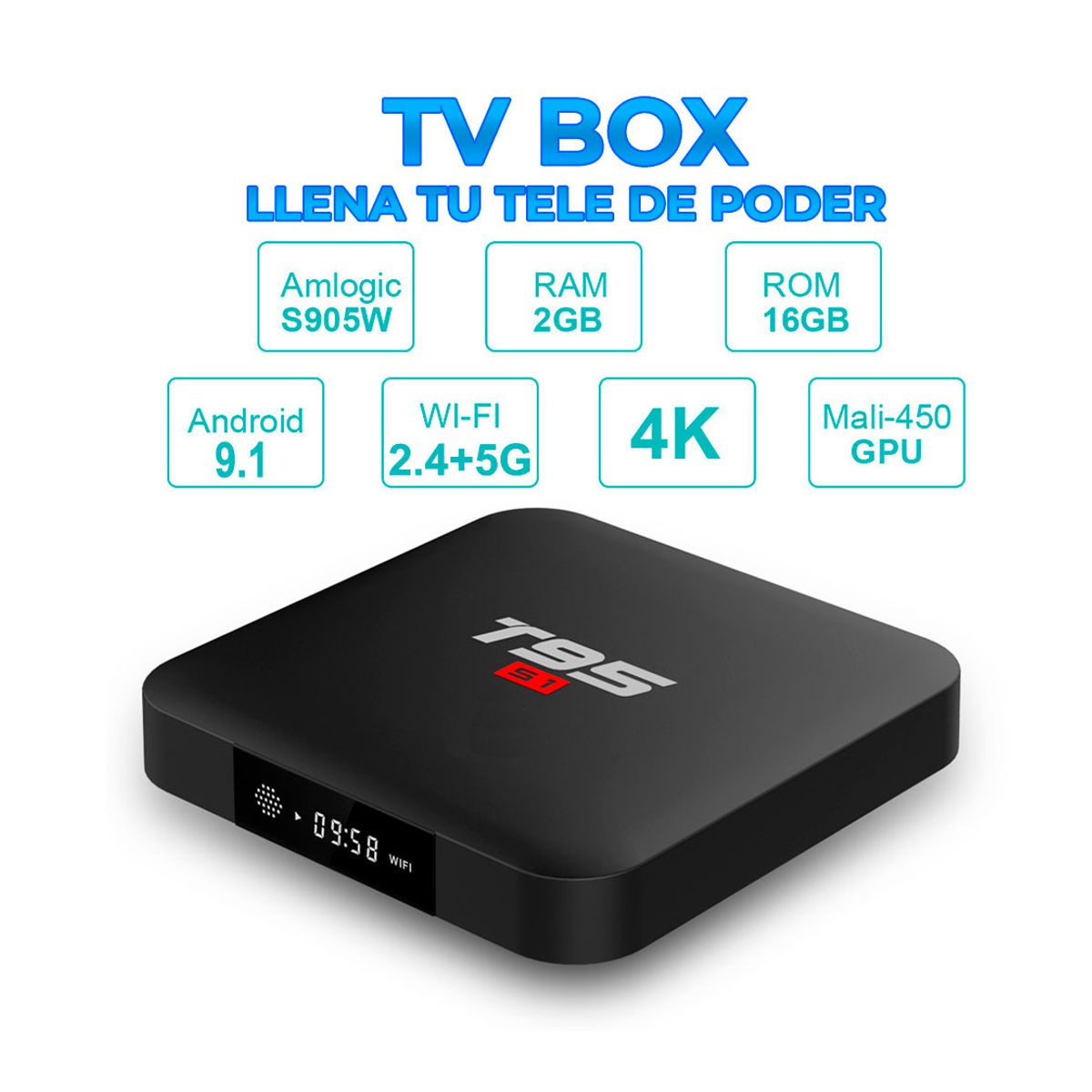 Android TV Box 2Gb / 16GB 4K WIFI Convierte tu TV o Pantalla en SmartTV Jdht95s1 Negro